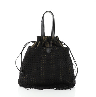 Fendi Vintage Net Crossbody Bag Pequin Canvas and Crochet Large