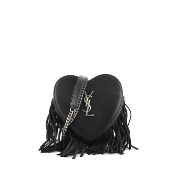 Saint Laurent Fringe Love Heart Chain Bag Leather Small