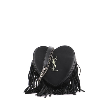 Saint Laurent Fringe Love Heart Chain Bag Leather Small