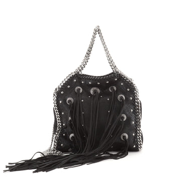 Stella McCartney Falabella Fringe Fold Over Crossbody Bag Studded Shaggy Deer Mini