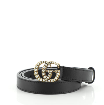Gucci Pearly GG Marmont Belt Leather Thin