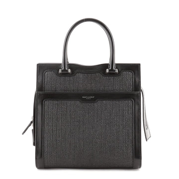 Saint Laurent Uptown Tote Raffia with Leather Small