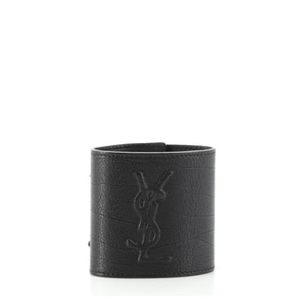 Saint Laurent Monogram Double Buckle Bracelet Leather Wide
