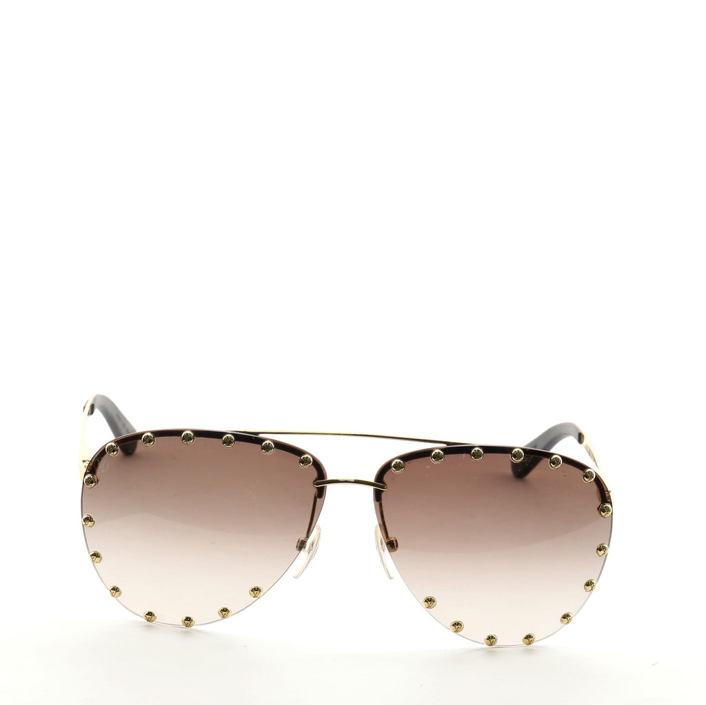 Louis Vuitton, Accessories, Louis Vuitton Party Aviator Clear Sunglasses  Studded Gold Metal