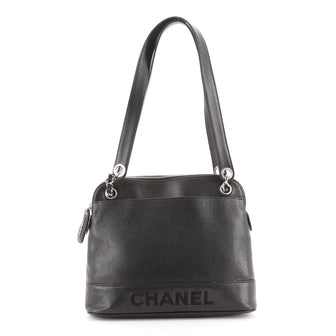 Chanel Vintage Logo Chain Tote Caviar Medium