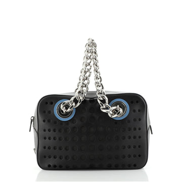 Prada City Fori Chain Shoulder Bag Perforated Calfskin Small