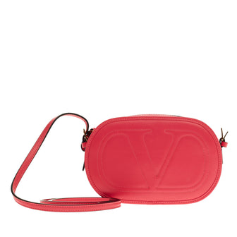 Valentino V Logo Stitched Calfskin Round Crossbody