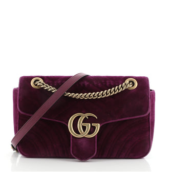 Gucci GG Marmont Flap Bag Matelasse Velvet Small