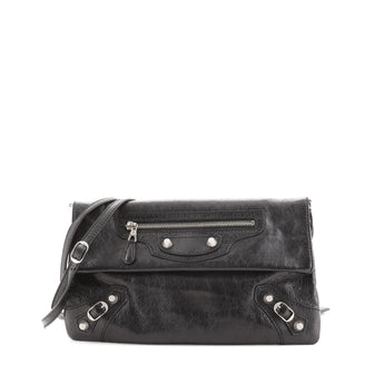 Balenciaga Classic Studs Envelope Strap Clutch Leather