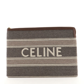 Celine Logo Zip Pouch Jacquard Large