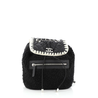 Coco Neige Flap Backpack Shearling with Quilted Nylon Small