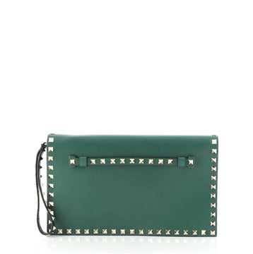Valentino Rockstud Flap Clutch Leather