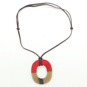 Hermes Isthme Pendant Necklace Lacquered Buffalo Horn and Waxed Cotton