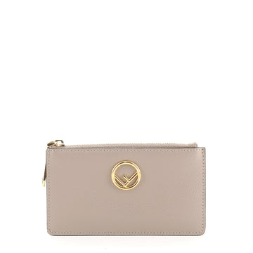 Fendi Logo Zip Card Holder Leather