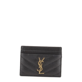 Saint Laurent Classic Monogram Card Holder Matelasse Chevron Leather