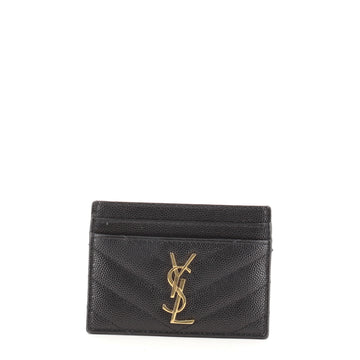 Saint Laurent Classic Monogram Card Holder Matelasse Chevron Leather