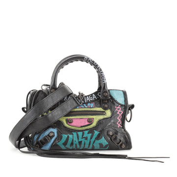 Balenciaga City Graffiti Classic Studs Bag Leather Mini