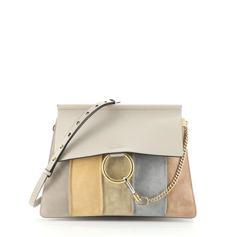 Chloe Faye Shoulder Bag Stitched Suede and Leather Medium