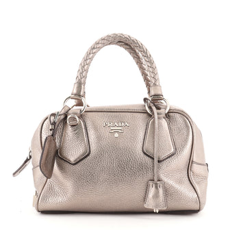 Prada Braided Boston Bag Vitello Daino Small