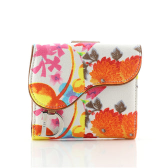 Christian Dior Vintage Saddle Flap Wallet Printed Canvas Mini