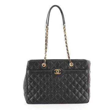 Chanel Two Tone Shopping Tote Quilted Caviar Large