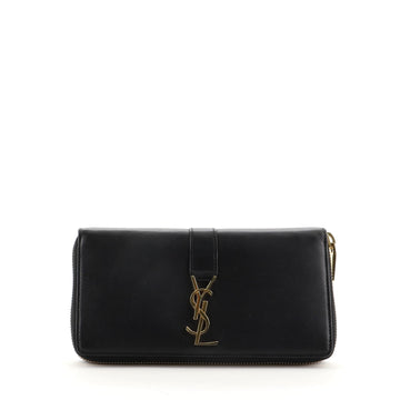 Saint Laurent Classic Monogram Zip Around Wallet Leather