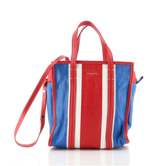 Balenciaga Bazar Convertible Tote Striped Leather Small