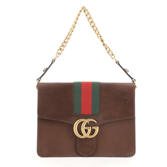 Gucci Web GG Marmont Chain Shoulder Bag Leather Medium