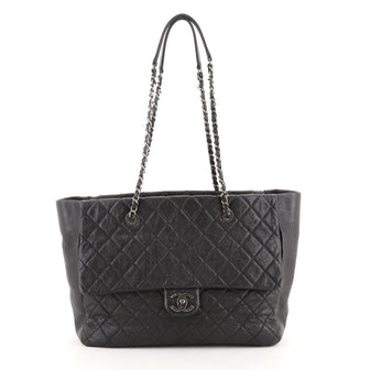 Chanel Front Pocket Shopping Tote Quilted Calfskin Medium