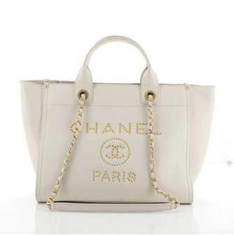 Chanel Deauville Tote Studded Caviar Small