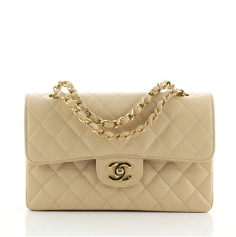 Chanel Vintage Classic Double Flap Bag Quilted Caviar Small