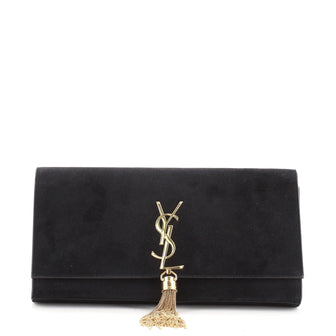Saint Laurent Classic Monogram Tassel Clutch Suede Long