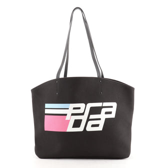 Prada Logo Tote Printed Canvas Large