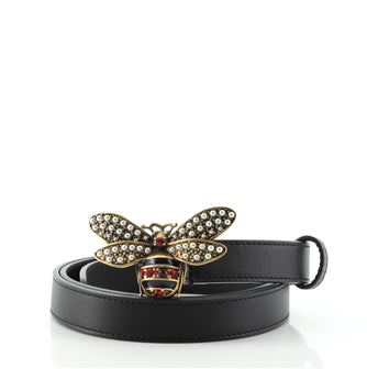 Gucci Queen Margaret Bee Belt Leather Thin