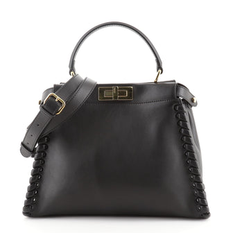 Fendi Peekaboo Bag Whipstitch Leather Regular