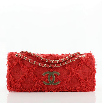 Chanel Nature Flap Bag Quilted Tweed Jumbo