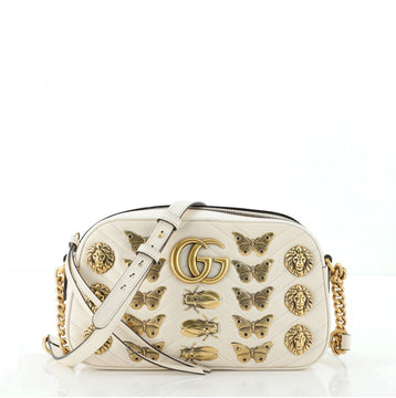 Gucci GG Marmont Shoulder Bag Embellished Matelasse Leather Small