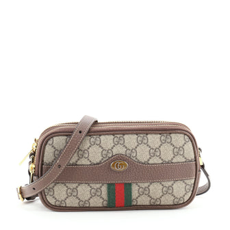 Gucci Ophidia Triple Zip Crossbody Bag GG Coated Canvas Mini