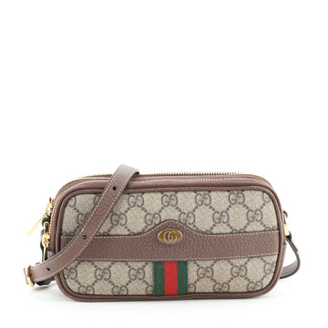 Gucci Ophidia Triple Zip Crossbody Bag GG Coated Canvas Mini