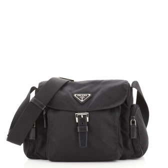 Prada Side Pocket Flap Messenger Bag Tessuto Small