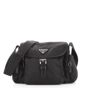 Prada Side Pocket Flap Messenger Bag Tessuto Small