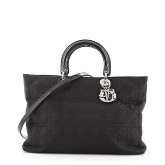 Christian Dior Lady Dior Bag Cannage Quilt Nylon Large