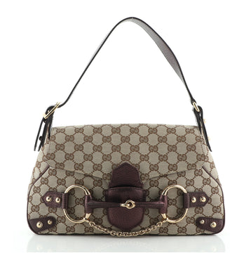 Gucci Horsebit Flap Shoulder Bag GG Canvas Medium