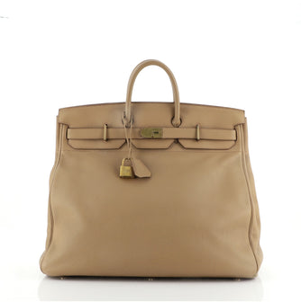 Hermes HAC Birkin Bag Brown Clemence with Gold Hardware 50