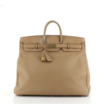 Hermes HAC Birkin Bag Brown Clemence with Gold Hardware 50