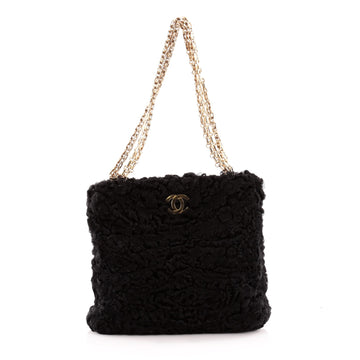 Chanel Vintage CC Chain Tote Astrakhan Fur Small