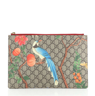 Gucci Zipped Pouch Tian Print GG Coated Canvas Large
