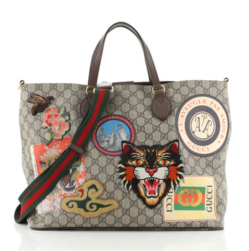 Gucci Courrier Convertible Soft Open Tote GG Coated Canvas with Applique Large