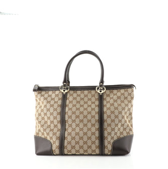 Gucci Lovely Hearts Interlocking G Tote GG Canvas Medium