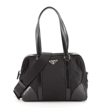 Prada Convertible Bauletto Bag Tessuto with Leather Small